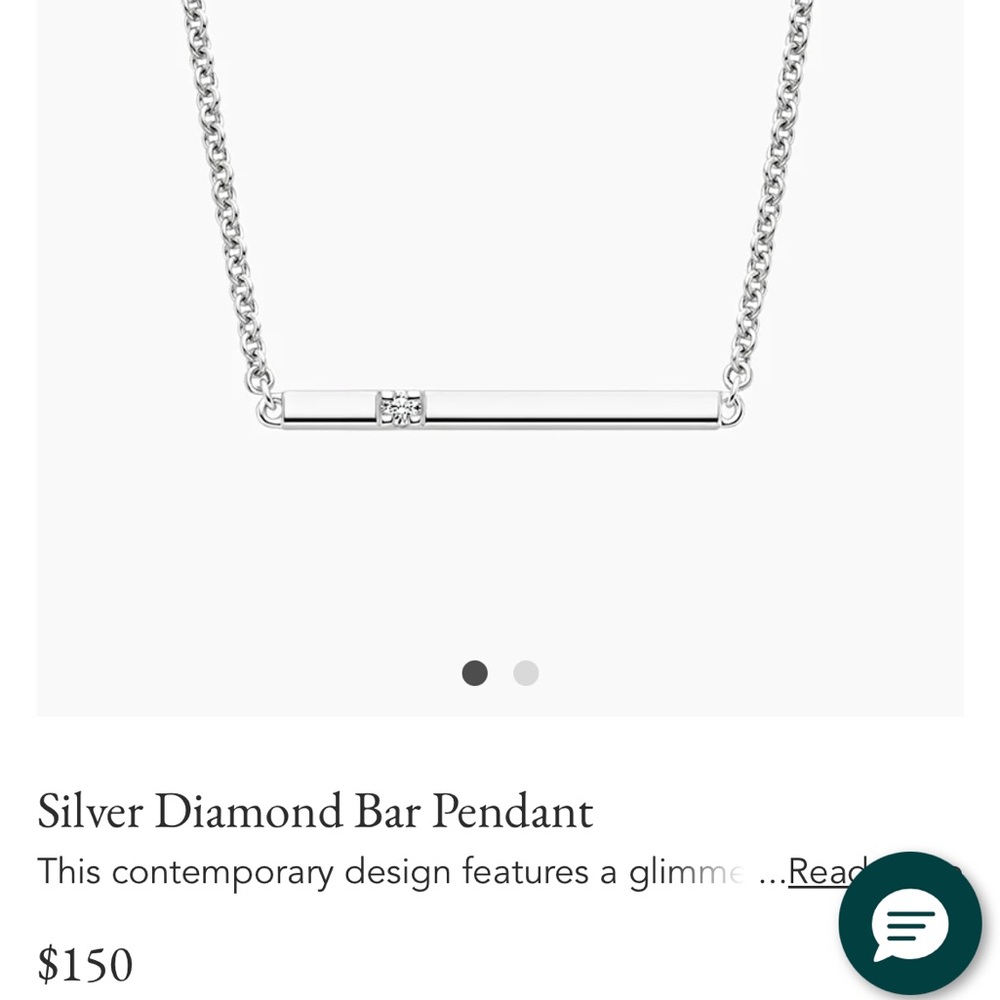Silver diamond bar necklace